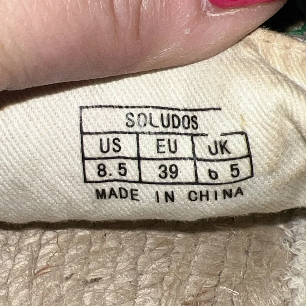 Soludos Ibiza Embroidered Mule Womens Size 8.5 Espadrille Flats Floral Tan Boho